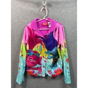 DreamWorks Trolls Movie Character  Button Up sleepwear top Pink Purple Girls 7/8
